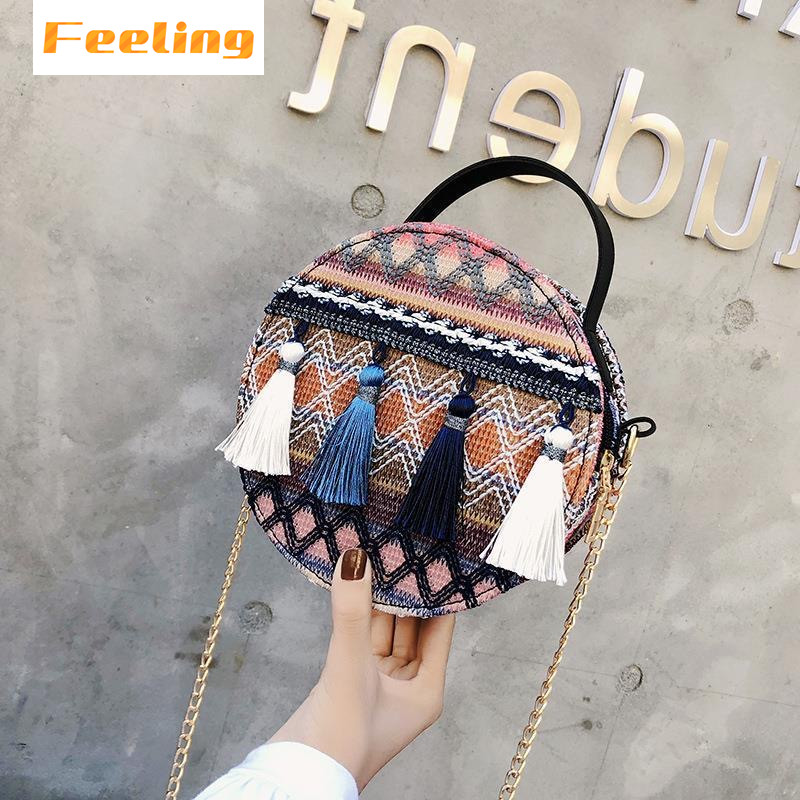 FEELING handbag women&apos;s shoulder bag fashion tassel ethnic style chain women&apos;s handbag