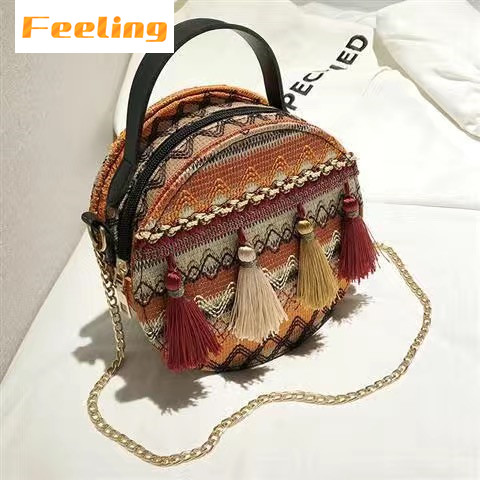 FEELING handbag women&apos;s shoulder bag fashion tassel ethnic style chain women&apos;s handbag