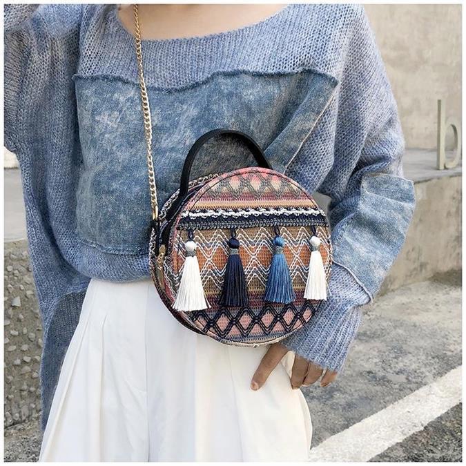 FEELING handbag women&apos;s shoulder bag fashion tassel ethnic style chain women&apos;s handbag