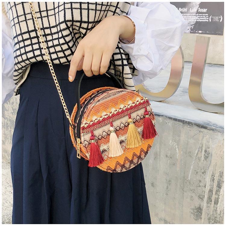 FEELING handbag women&apos;s shoulder bag fashion tassel ethnic style chain women&apos;s handbag