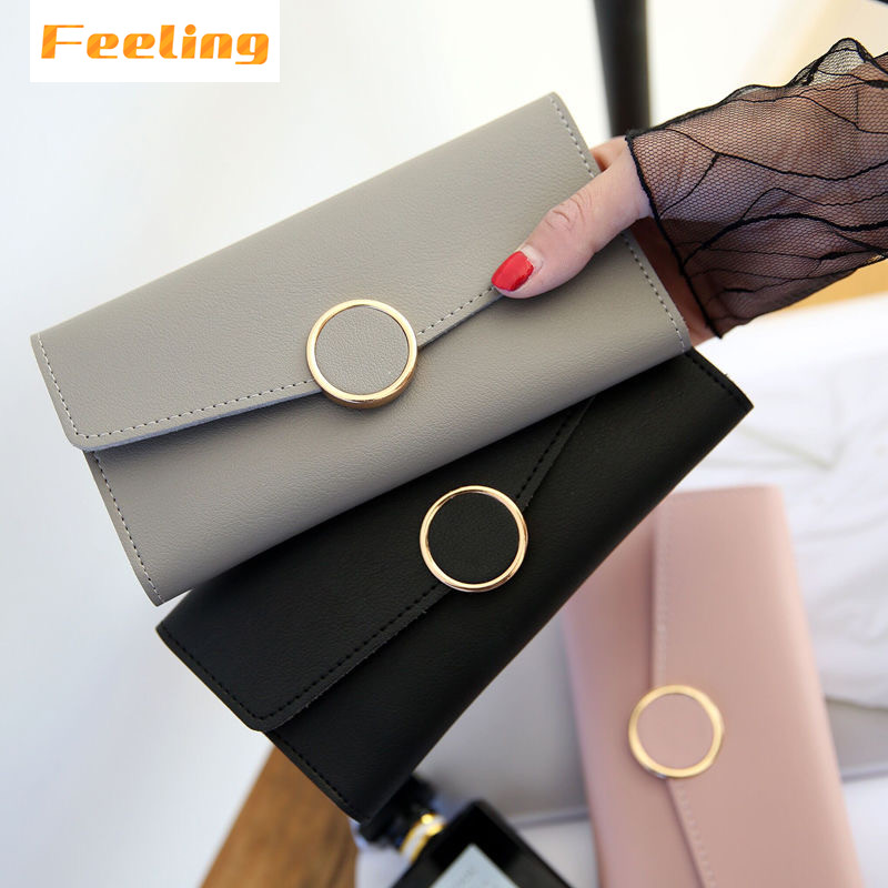 FEELING Fashion Long Women's Wallet Leather Large-capacity Wallet Small Ring Wallet