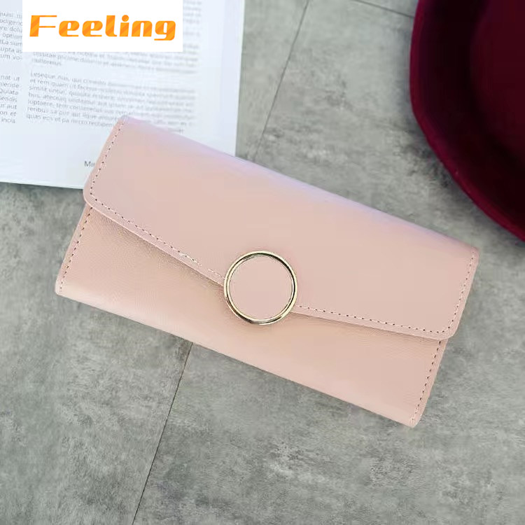 FEELING Fashion Long Women's Wallet Leather Large-capacity Wallet Small Ring Wallet