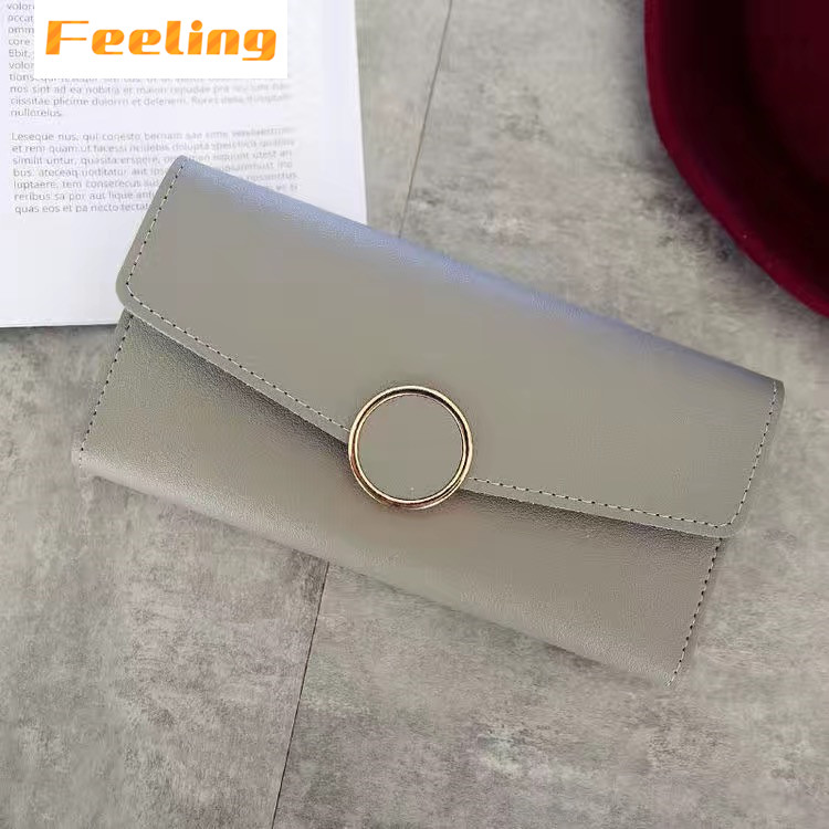 FEELING Fashion Long Women's Wallet Leather Large-capacity Wallet Small Ring Wallet