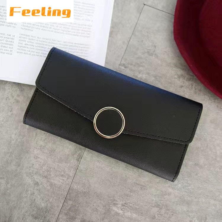 FEELING Fashion Long Women's Wallet Leather Large-capacity Wallet Small Ring Wallet