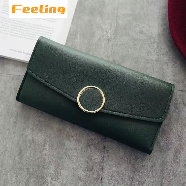FEELING Fashion Long Women's Wallet Leather Large-capacity Wallet Small Ring Wallet