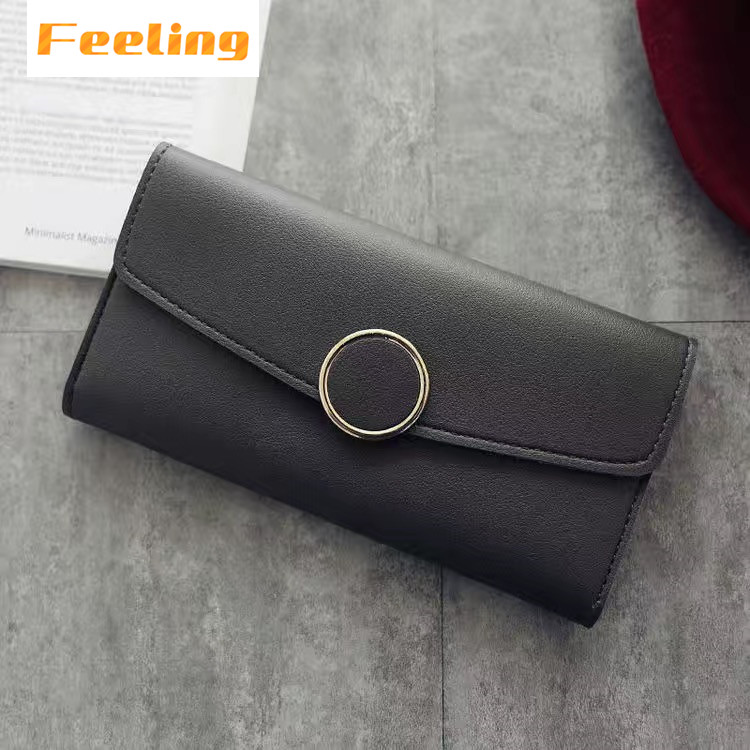 FEELING Fashion Long Women's Wallet Leather Large-capacity Wallet Small Ring Wallet