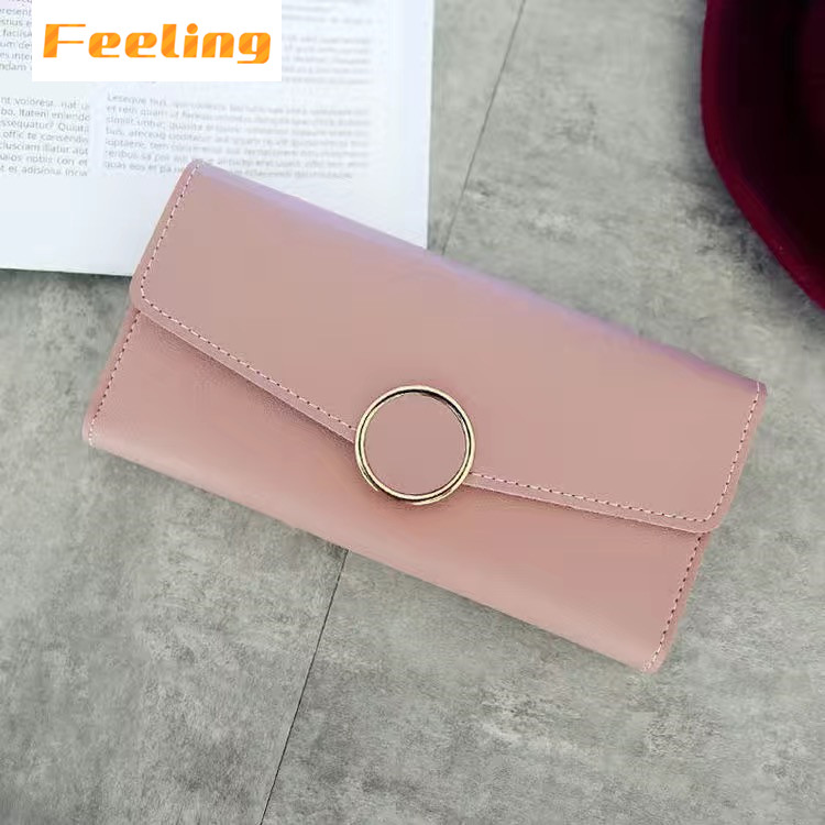 FEELING Fashion Long Women's Wallet Leather Large-capacity Wallet Small Ring Wallet