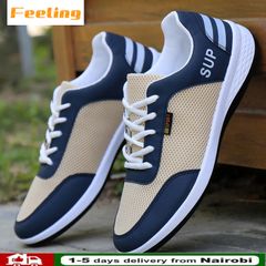 FEELING men's shoes sports shoes men's casual breathable shoes mesh shoes running shoes out shoes Rice blue 44