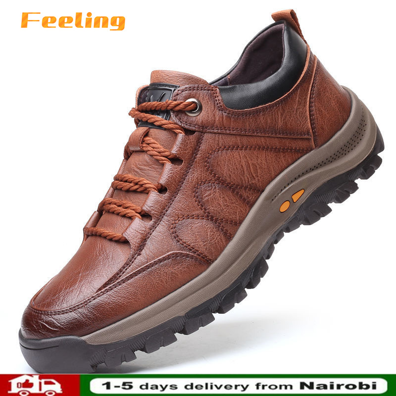 FEELING NEW【SIZE40-48】 men's shoes PU leather shoes fashion outdoor sports hiking shoes casual leather shoes