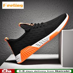 FEELING NEW trend men's shoes weaving sports shoes men's casual shoes running shoes comfortable outdoor sports shoes Orange 40