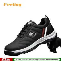 FEELING NEW men's shoes with high quality mixed leather sneakers waterproof sneakers casual shoes fashion shoes Black 40