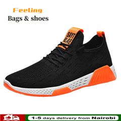 FEELING NEW trend men's shoes weaving sports shoes men's casual shoes running shoes comfortable outdoor sports shoes Orange 40
