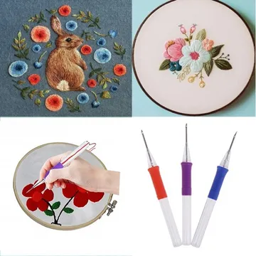 Cross Stitch Pen DIY Embroidery Pen Hand Embroidery Needle Weaving Tool  Punch Needle Craft