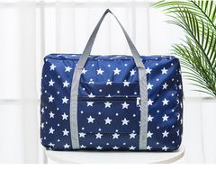 Nylon Foldable Duffel Bag Travelling Bags Weekend Traveller Bag Portable Travel Clothing Storage Bag Navy blue stars 32 * 16 * 48cm