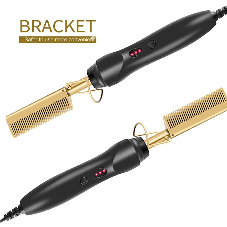 2 in 1 Hot Comb Straightener Electric Hair Straightener Hair Curler Wet Dry Use Hair Flat Irons Hot Heating Comb For Hair