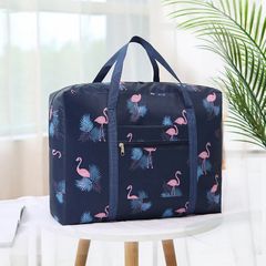 New Arrival Foldable Clothes Sorting Bag Luggage Storage Organizer Portable Men Totes Women Travel Duffle Bag Large Capacity Clothing Handbag Navy Flamingo as picture