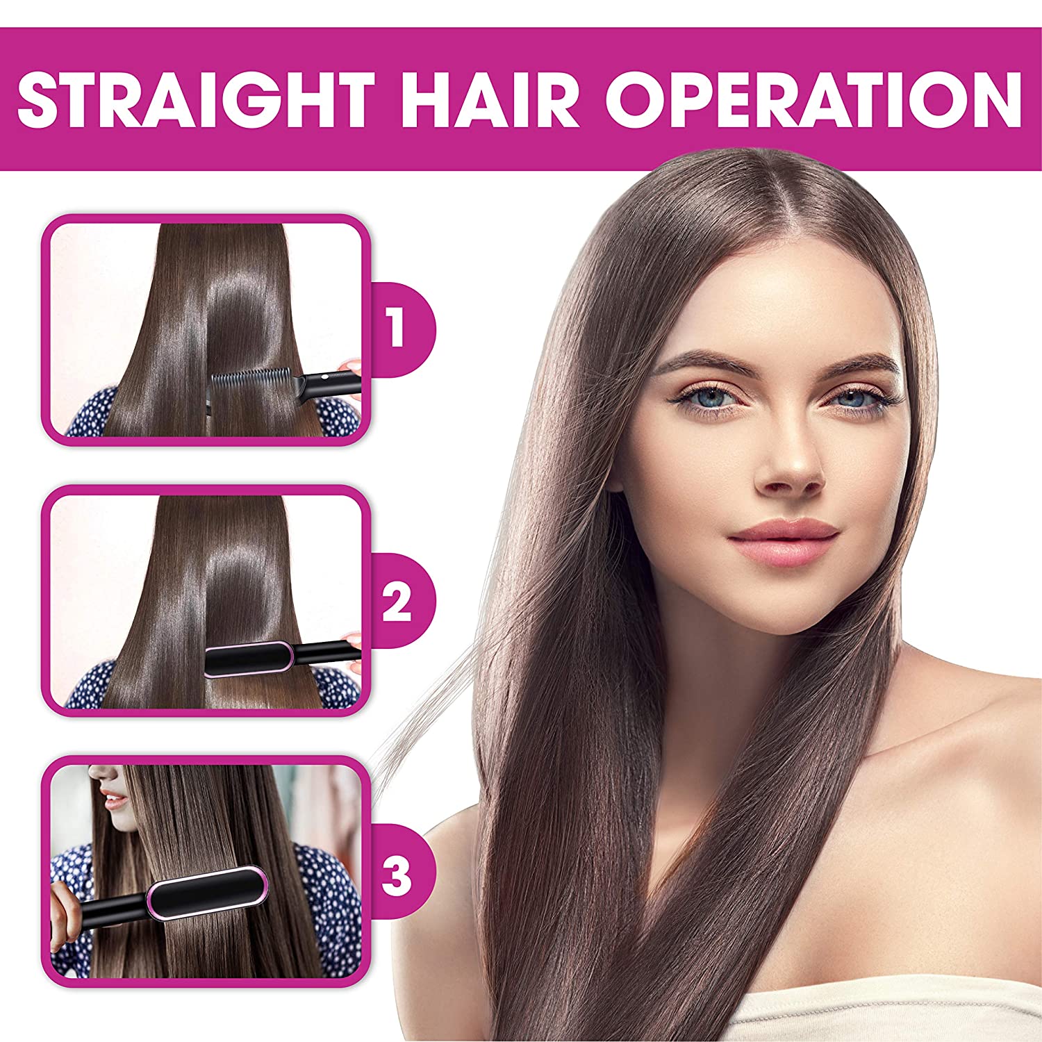 2 In 1  Electric Splint Hair Straightener 2024 Hot Comb Brush Hair Styling Straight Curling Dual-Use Bangs Curling Rod