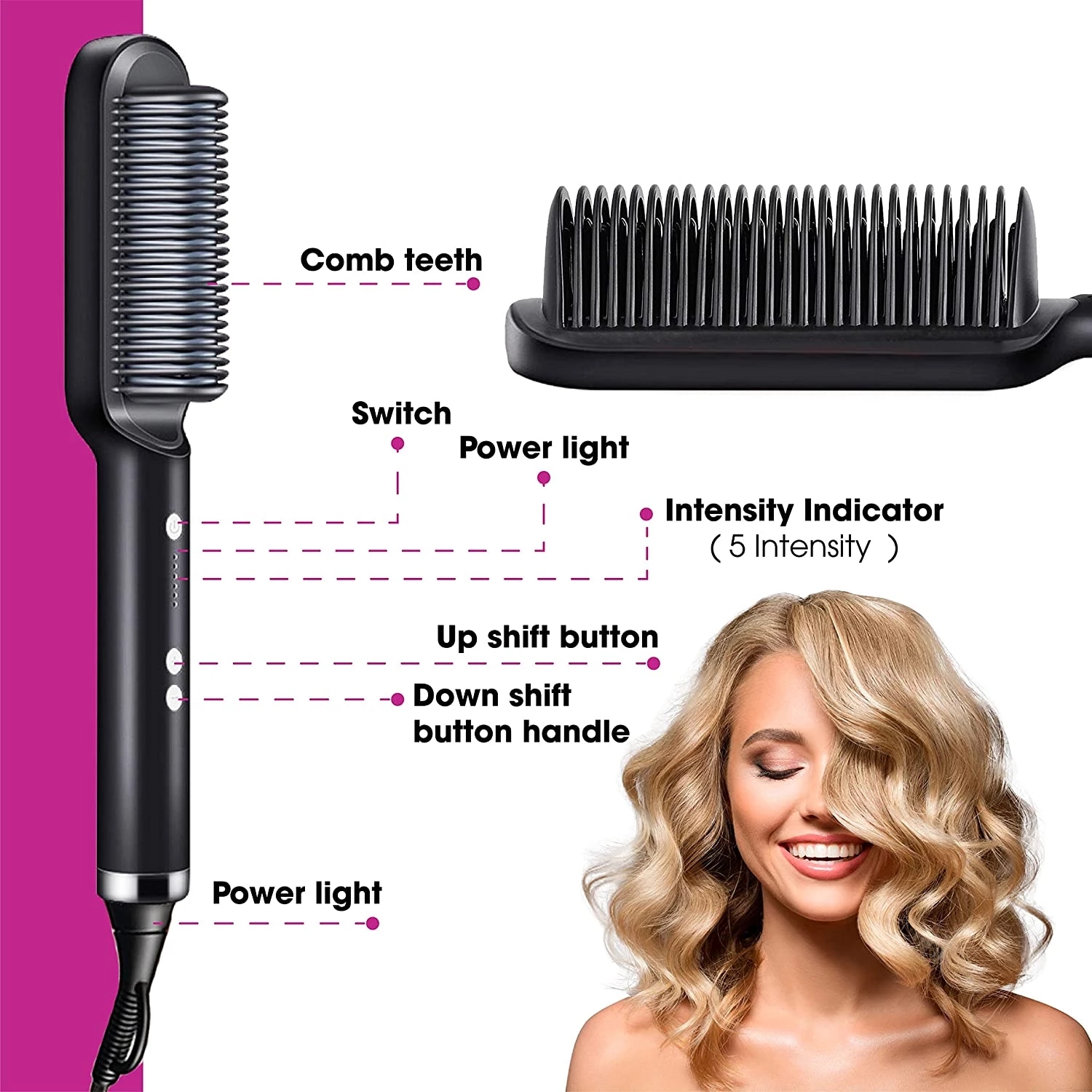 2 In 1  Electric Splint Hair Straightener 2024 Hot Comb Brush Hair Styling Straight Curling Dual-Use Bangs Curling Rod