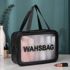PortableTransparent Cosmetic Bag Women Travel Makeup Case Kit Femme Toiletry Wash Pouch Clear Necessary Organizer Storage BoX Black 31 x12x 22cm