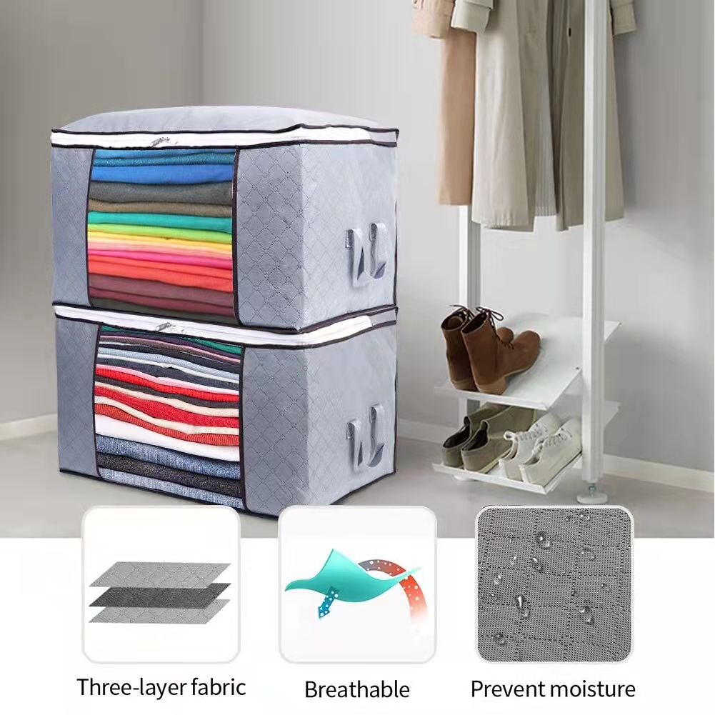 Foldable Storage Bag Portable Clothes Organizer Tidy Pouch Suitcase Non-woven Home Storage Box Quilt Storage Container Bag Box