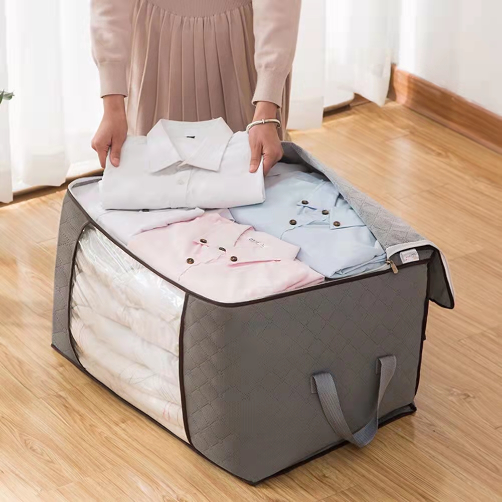 Foldable Storage Bag Portable Clothes Organizer Tidy Pouch Suitcase Non-woven Home Storage Box Quilt Storage Container Bag Box