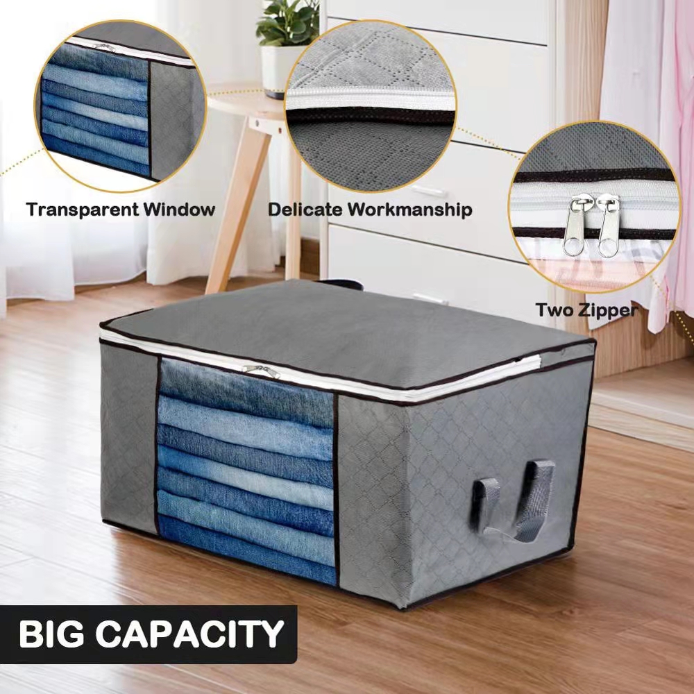 Foldable Storage Bag Portable Clothes Organizer Tidy Pouch Suitcase Non-woven Home Storage Box Quilt Storage Container Bag Box