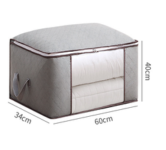 New Arrival Foldable Storage Box Portable Clothes Organizer Tidy Pouch Suitcase Non-woven Home Storage Box Quilt Storage Container Bag Box Gray 1 (horizontal ) as picture