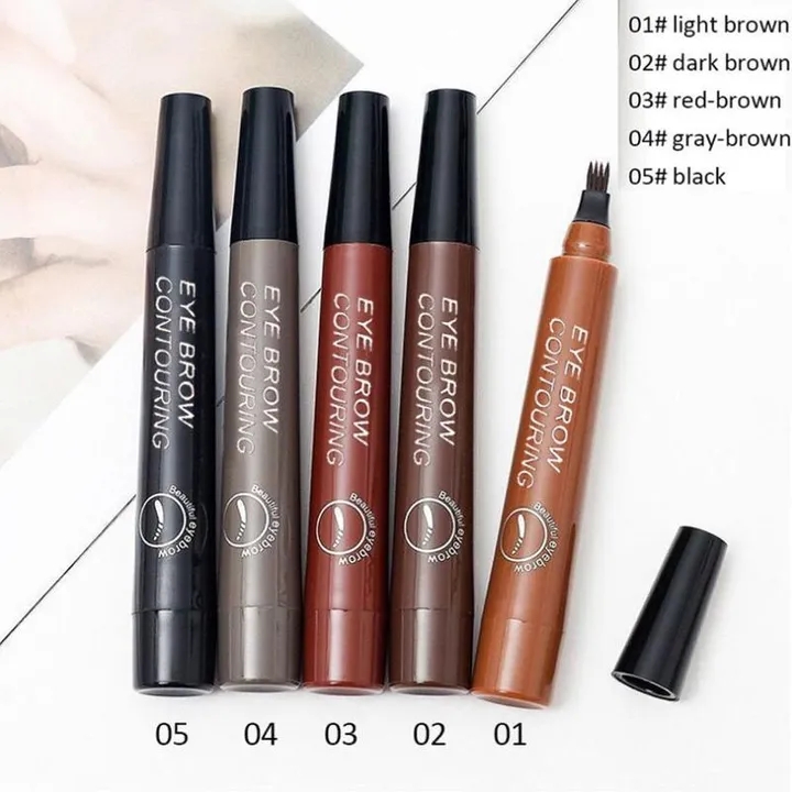 4 Tip Microblading Tattoo Eyebrow Pencil Brow Tattoo Pen Paint Makeup Eyebrows Waterproof Gray Brown