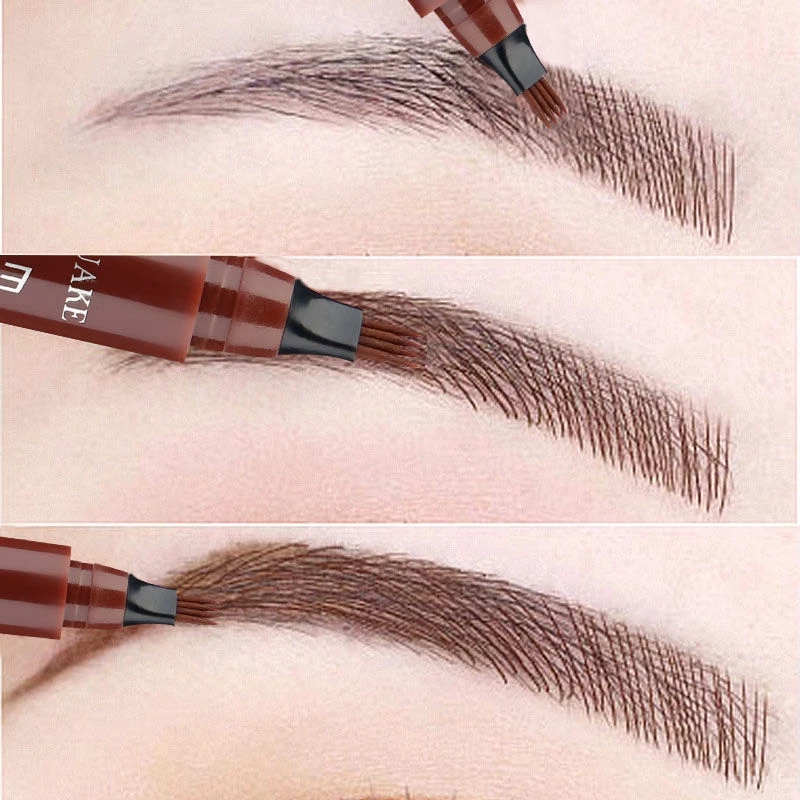 4 Tip Microblading Tattoo Eyebrow Pencil Brow Tattoo Pen Paint Makeup Eyebrows Waterproof Gray Brown