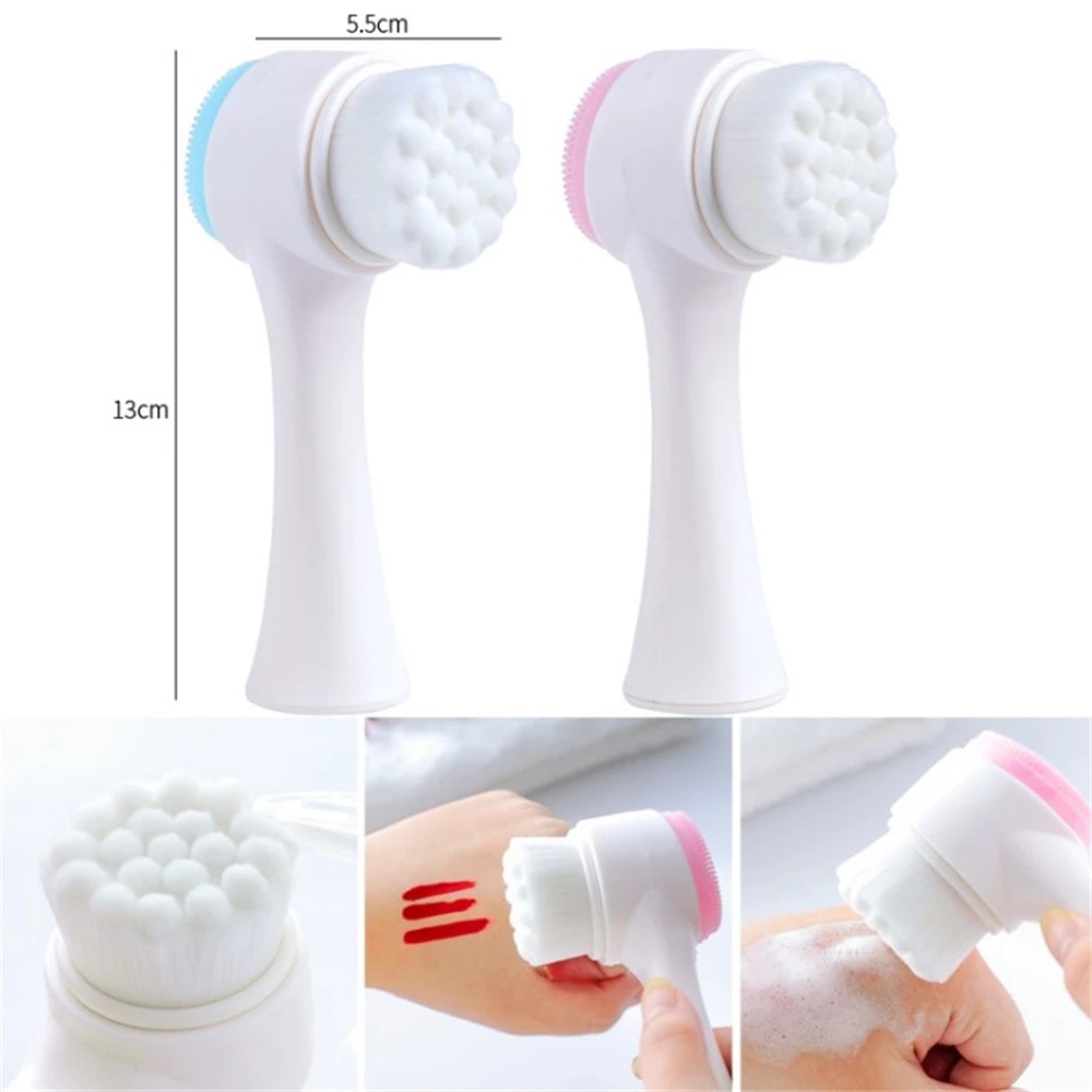 Double-Sided Silicone Face Cleansing Brush Facial Cleanser Blackhead Removal Product Pore Cleaner Exfoliator Face Scrub Brush