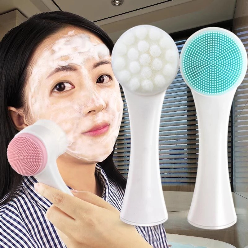 Double-Sided Silicone Face Cleansing Brush Facial Cleanser Blackhead Removal Product Pore Cleaner Exfoliator Face Scrub Brush