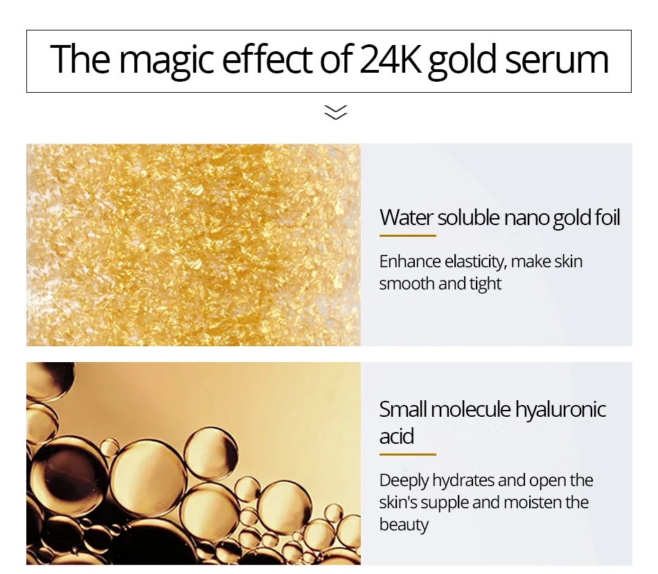 [Promotion]New Arrival 100ml 24k Gold Hyaluronic Acid Nicotinamide Face Serum Anti Aging Facial Lifting Collagen Essence Skin Care Whitening Serum