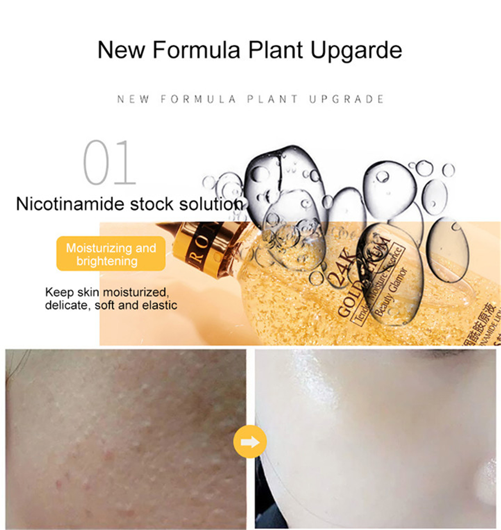 [Promotion]New Arrival 100ml 24k Gold Hyaluronic Acid Nicotinamide Face Serum Anti Aging Facial Lifting Collagen Essence Skin Care Whitening Serum