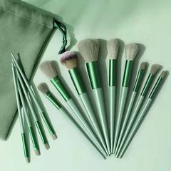 13Pcs Makeup Brushes Set Foundation  Powder Eyeshadow Concealer Blending Makeup brush set Beauty Tool with Bag New Arrival Green 13Pcs with velvet bag