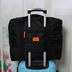 Portable Travel Bags Folding Unisex Large Capacity Women Hand Luggage Business Trip WaterProof Black as picture