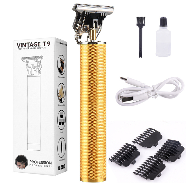 [Promotion] USB Electric Hair Cutting Machine Rechargeable Hair Clipper Man Shaver Trimmer Barber Professional Beard Trimmer Julie Fashion Store Gold,as picture