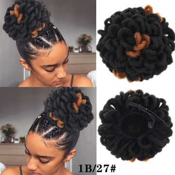 Synthetic DreadLock Afro Puff Hair Bun Chignon Drawstring Ponytail Faux ...