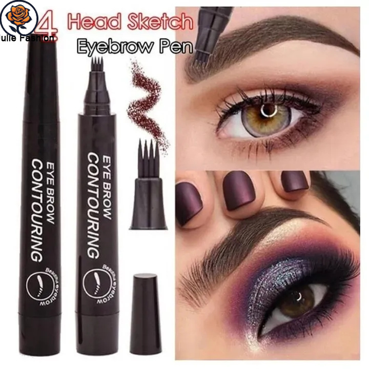 4 Tip Microblading Tattoo Eyebrow Pencil Brow Tattoo Pen Paint Makeup Eyebrows Waterproof Gray Brown