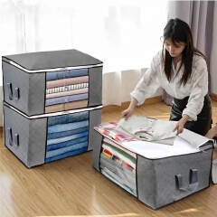 Foldable Storage Bag Portable Clothes Organizer Tidy Pouch Suitcase Non-woven Home Storage Box Quilt Storage Container Bag Box