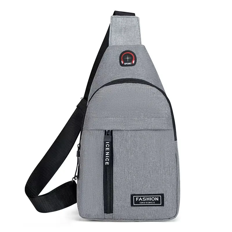 Chest Bag Fashion New Solid Color Men Chest Bag Outdoor Casual Fashion One Shoulder Crossbody Bag Grey