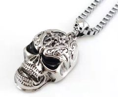 Hip Hop Chain Ice Chain Necklace skull Style Long Hip hop Necklace Evil skull Stainless Steel Cuban Initial Necklace For Men Fashion Jewelry Necklaces Silver as picture