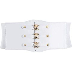 Elastic Wide Corset Belts For Women Waist  Belt Female Dress Waistband Big Stretch Women's Fashion Accessories Belts Corset Belt for Women Wide Elastic Tied Waspie Belts Lace-up Le White as picture