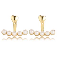 Fashion Beads Pearl Heart Stud Earring For Women Elegant Fresh and Sweet Statement Earring Girl Gold as picture