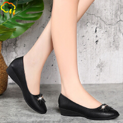 Thor Ladies’ office single soft shoes women‘s artificial PU leather shoes wedge shoes slope heel shoes work shoes Court Shoes girls work shoes black shoes