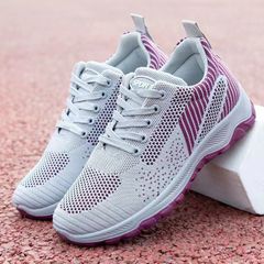 Women's lace-up sports sneakers ladies comfortable athletic casual running shoes girls soft soled cloth shoes students flats shoes sports shoes mountaineering shoes Gray 40