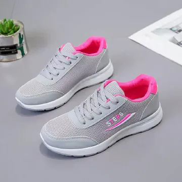 Thor New arrival Women's casual sports gray shoes Ladies round toe mesh shoes Students fashion sneakers running shoes girls breathable gym shoes comfortable walking grey shoes