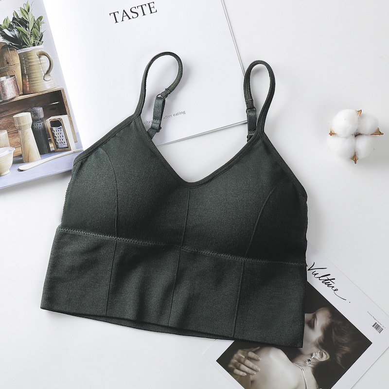3PC Women’s seamless bra Tracksuit without steel ring Ladies lingerie tube top comfortable sports bra Girls hollowed out sling bra removable chest pad