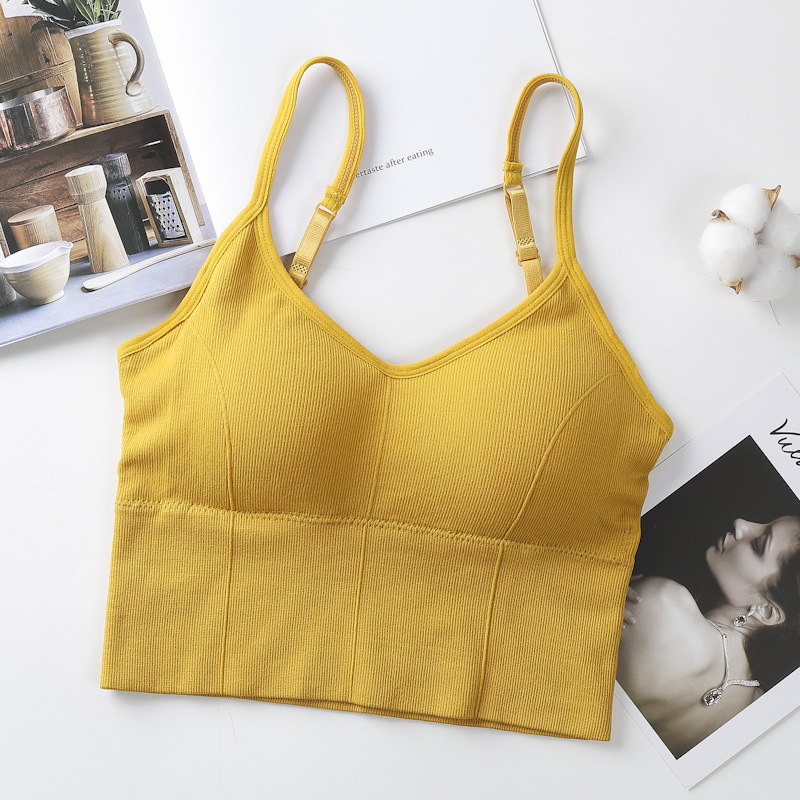 3PC Women’s seamless bra Tracksuit without steel ring Ladies lingerie tube top comfortable sports bra Girls hollowed out sling bra removable chest pad