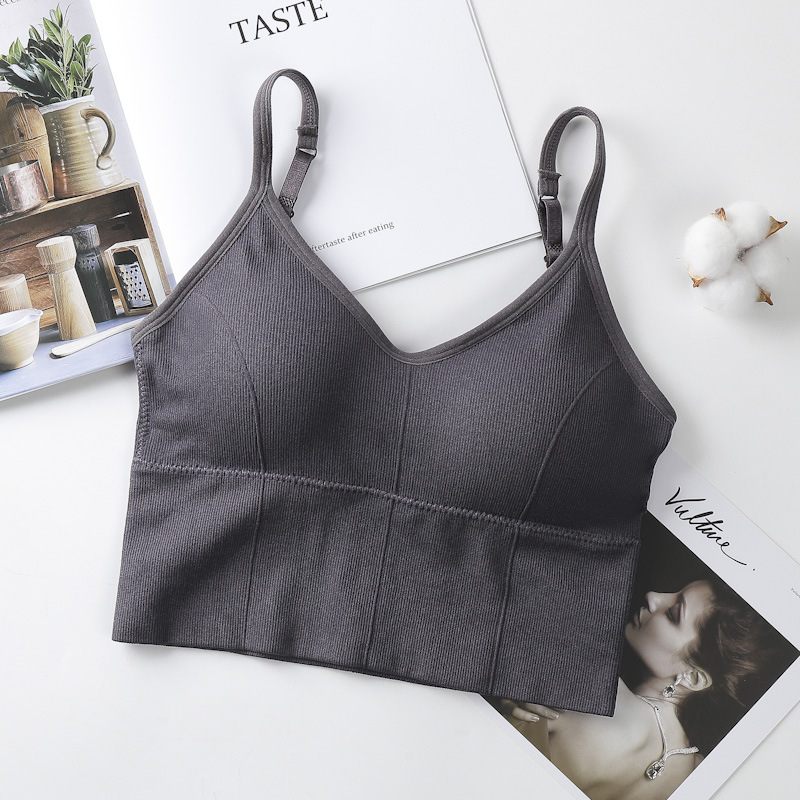 3PC Women’s seamless bra Tracksuit without steel ring Ladies lingerie tube top comfortable sports bra Girls hollowed out sling bra removable chest pad