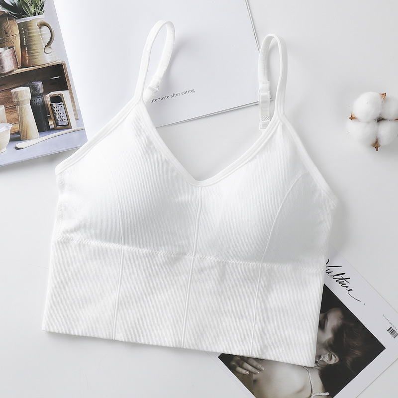 3PC Women’s seamless bra Tracksuit without steel ring Ladies lingerie tube top comfortable sports bra Girls hollowed out sling bra removable chest pad